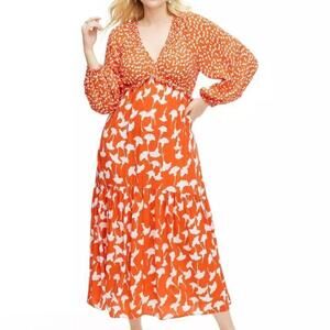 DVF for Target V-Neck Ginkgo Cherry Tomato Maxi Dress
